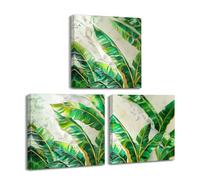 Piy Painting - Peinture sur toile - Impression sur toile feuille verte - Style nordique - Pour salon, chambre à coucher, salle de bain, cuisine - 3 pièces de 30x30 cm