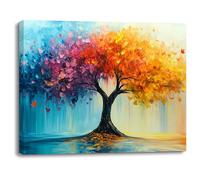 Piy Painting Plante Impression Sur Toile, Tableau Art Mural Sur Les Arbres, Images Sur Toile Colorées, Affiche En Toile, Facile à Accrocher Pour Salon Studio De Yoga Salon Dortoir Cuisine, 30x40 cm
