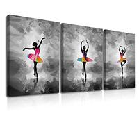 Piy Painting Set de 3 Impression sur Toile Décoration de Danseurs de Ballets, Noir et Blanc Tableaux Déco Muraux, Tableau sur Toile Oeuvre Encadrée Art Mural Pour les Cadeaux d’Anniversaire 30x40cm