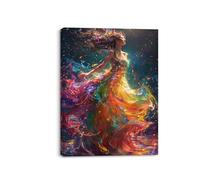 Piy Painting Tableau Sur Toile, Affiche Sur l'Art Abstrait, Tableaux d'Art De Danse Avec Cadre En Bois, Affiches Pour Salle De Séjour Salle De Yoga, Cadeau d'Anniversaire, 30x40 Cm/12x16 Inch