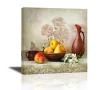 Piy Painting Tableau sur Toile Poires Dorées Decoration Murale Poire Image sur Toile Moderne Fruits Art Mural pour Chambre Salle De Bain Cuisine Bureau 30x30cm, avec Cadre Intérieur 1 Pièce