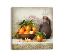 Piy Painting Tableaux sur Toile de Fruits, Orange Toile Decoration Murale Déco d'art Murale Tableaux Déco Toile Tableau pour Maison Bain Salon Chambre 1 Panneau 30x30CM, avec Cadre Intérieur