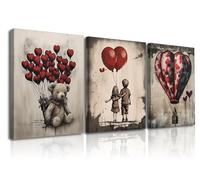 Piy Painting Tableaux sur Toile Fille avec un ballon Tableau Decoration Murale Déco d'art Murale Tableaux Déco Muraux en Canvas pour Maison Bain Salon Chambre 3 panneaux 30x40CM Encadré