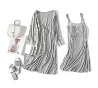PIYAX Femme Enceinte vêtements de Nuit Allaitement Grossesse Pyjamas Fronde Allaitement Chemise de Nuit maternité Travail Robe + Robe Accouchement