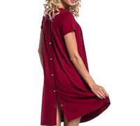PIYAX Robe de maternité pour Femme Robe d'allaitement à Manches Courtes Convient pour l'accouchement à l'hôpital