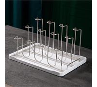 piyulk Égouttoir à 12 tasses, support de rangement en verre en acier inoxydable, rangement de tasses sous la table de cuisine(White)