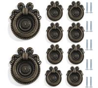 PIYYQNY 10 Pièces Bouton De Tiroir En Bronze Vintage Avec Anneau Tombant Bouton De Placard De Cuisine Avec Anneau Antique Convient Pour Coiffeuse Salle De Bain Cuisine Quincaillerie D'Armoire