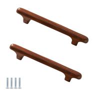 PIYYQNY 2 Pièces Poignées de Meuble en Noyer Poignée Bouton Tiroir Bois Poignet De Placard 128 mm espacement Poignet de Tiroir pour Armoires Salles De Bains Bureaux Cuisines Coiffeuses
