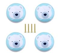 PIYYQNY 4 Pièces 38mm Bouton De Tiroir En Céramique Ours Blanc Poignée De Coiffeuse Convient Pour Portes D'Armoires Bibliothèques Décoration De Chambre D'Enfants