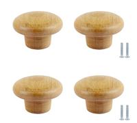 PIYYQNY 4 Pièces Bouton De Tiroir En Bois 40mm Poignée De Porte D'Armoire Convient Pour Coiffeuses Armoires Cuisines Et Salles De Bains(Hêtre)
