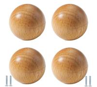 PIYYQNY 4 Pièces Bouton De Tiroir En Bois Rond 40mm Poignée De Commode Convient Pour Chambre D'Enfant Cuisine Armoire Penderie(Hêtre)
