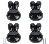 PIYYQNY 4 Pièces Bouton De Tiroir En Céramique Poignée De Commode En Forme De Lapin Noir 54mm Poignée De Porte D'Armoire Convient Pour Chambre À Coucher Salle De Bain Armoire Armoire