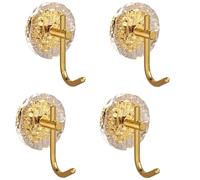 PIYYQNY 4 Pièces Porte Serviette Or Crochet Autocollant En Acrylique Crochet Adhésif Mural De Salle De Bains Porte Manteau Mural Salle de Bain Cuisine Hooks (3.35 Pouces)