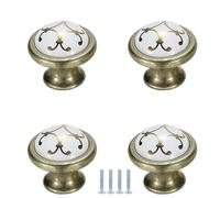 PIYYQNY Armoire Poignées Tiroir 4 Pièces Boutons De Tiroir Vintage Poignées En Céramique Boutons Ronds En Céramique Pour Armoires Cuisines Salles De Bain(Blanc 35mm)