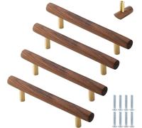 PIYYQNY Bouton De Tiroir 4 Pièces Poignée De Meuble En Bois 128mm Poignée De Tiroir Bouton De Commode Convient Pour Armoire Cuisine Porte D'Armoire(Noyer)