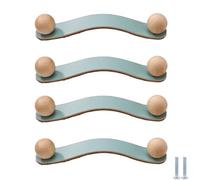 PIYYQNY Bouton Porte Placard 4 Pièces Poignées De Porte D'Armoire En Cuir Faites À La Main Poignées De Tiroir En Bois Pour Chambre D'Enfant Armoires Décoration Intérieure(128mm Bleu Clair)