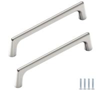PIYYQNY Boutons De Commode Poignées De Meuble En Nickel Satiné Brossé 2 Pièces 192 mm En Alliage De Zinc Idéales Pour La Cuisine La Chambre L'Armoire La Salle De Bain La Coiffeuse Etc