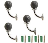 PIYYQNY Crochet Salle De Bain 4 Pièces Crochet En Céramique Patère Rétro Patère En Chrome Poli En Alliage De Zinc Patère Murale Pour Clés Serviettes Chapeaux Tasses(68mm)