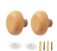 PIYYQNY Crochets Muraux Crochets Muraux En Bois Massif 2 Pièces Patère En Bois De Hêtre Crochet En Bois Mural Pour Derrière La Porte Placard Chambre À Coucher Forme De Galet(51X46mm)