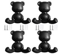 PIYYQNY Patere 4 Pièces Crochet De Porte De Placard En Alliage De Zinc Patère Ours Double Crochet Étanche Antirouille Porte-Manteau Pour Salle De Bain Chambre À Coucher Cuisine(Noir)