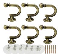 PIYYQNY Patere 6 Pièces Patère Crochet En Métal Autocollant Crochet Pour Rideau Mural Convient Pour La Cuisine La Porte La Salle De Bain Le Couloir Et Le Couloir(Vert Antique 40mm)