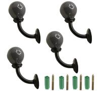 PIYYQNY Patère Murale 4 Pièces Crochet En Céramique Noir Alliage De Zinc Patère Rétro Pour Clés Serviettes Chapeaux Tasses(68mm)