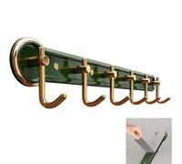 PIYYQNY Patere Murale Crochet Autocollant Avec Étagère Crochet Mural Adhésif Vert Sans Perçage Avec 6 Crochets Dorés Pour Cuisine Salle De Bain Porte-Manteau Derrière La Porte(Vert Foncé 42cm)