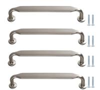 PIYYQNY Poignée Armoire Poignées De Meuble 4 Pièces 192 mm Poignées De Porte De Placard Modernes En Argent Mat Convient Pour Chambre Tiroirs De Coiffeuse Salle De Bain Portes D'Armoire