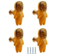PIYYQNY Poignée Bouton Tiroir 4 Pièces Poignées En Céramique D'Animaux Mignons Boutons De Dessin Animé En Laiton Pour Chambres D'Enfants Poignées De Garde-Robe Pour Armoires Bibliothèques(Lion 60mm)