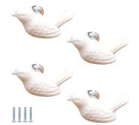PIYYQNY Poignee Meuble 4 Pièces Poignées En Céramique Boutons De Placard En Forme De Colombe Pour Chambre D'Enfant Convient Pour Armoires Tiroirs Et Coiffeuses(Blanc 55mm)