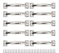 PIYYQNY Poignee Meuble Poignées De Tiroir Vintage En Bois Antique 10 Pièces Poignées De Porte Tiroirs De Commode Portes D'Armoire Tables De Chevet Meubles Argentés (4 Pouces)