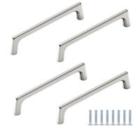 PIYYQNY Poignées De Meuble En Nickel Satiné Brossé 4 Pièces 96 mm En Alliage De Zinc Idéales Pour La Cuisine La Chambre L'Armoire La Salle De Bain La Coiffeuse Et Les Meubles De Rangement