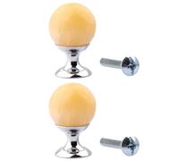 PIYYQNY Poignées De Tirage De Tiroir Vintage 2 Pièces Bouton Minéral Naturel De 20mm Petit Bouton En Cristal D'Armoire Pour Au Tiroir De La Coiffeuse Petite Poignée Ronde Pour Boîte Cadeau(Jaune)