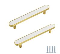 PIYYQNY Poignées De Tirage De Tiroir Vintage 2 Pièces Poignée En Cuivre Pur Poignée De Tiroir En Laiton Poignée De Porte D'Armoire Pour Armoire Cuisine Décoration De Chambre(Blanc Trou Central/128mm)