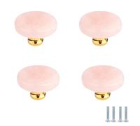 PIYYQNY Poignées Meubles 4 Pièces Bouton En Pierre Naturelle De 26mm Petite Poignée De Tiroir En Cristal Petit Bouton Décoratif De Boîte À Bijoux Pour Au Tiroir De La Coiffeuse Boîte Cadeau(Rose)