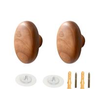 PIYYQNY Porte Manteau Mural 2 Pièces Crochet En Bois Massif Patère En Noyer Crochet En Bois Mural Pour Derrière La Porte Placard Chambre À Coucher Couloir Forme De Galet(60 * 42mm)