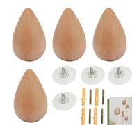 PIYYQNY Porte Manteau Patères De Salle De Bain En Forme De Goutte 4 Pièces Patère Murale En Bois Massif Crochet Mural Décoratif Pour Manteaux Clés Chapeaux Tasses(Couleur Bois 7 * 4.5cm)