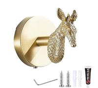 PIYYQNY Porte Serviette Crochet Mural En Forme D'Animal En Laiton Patères Murales En Or Brossé Crochets Décoratifs En Cuivre Pur Pour Cuisine Porte Salle De Bain Vestes Suspendues Manteaux(Cerf Sika)
