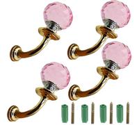 PIYYQNY Porte Serviette Patère Murale Patère En Cristal Patère En Alliage De Zinc Rose Patère Murale Boule Rétro Crochet Pour Cuisine Salle De Bain Chambre À Coucher(Or 73mm)