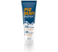 Piz Buin Crème solaire de montagne SPF 50+ et soin lèvres – contre vent et froid – 20 ml + 2,3 ml