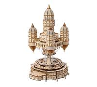 PizazzToy Puzzle 3D en bois - Le château dans le ciel pour adultes - Montage DIY 3D - Puzzle en bois - Château - Maison - Kit de bricolage avec LED - Modèle de décoration de Noël 2025 (521 pièces)