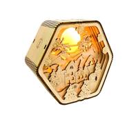 PizazzToy Puzzle 3D en bois - Modèle maison de neige de Noël - Bricolage - Lampe de Noël joyeuse en bois sculpté - Puzzle Steampunk 3D - Décoration de Noël 2025 - Modèle cadeau (version kit)