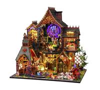 PizazzToy Puzzle 3D en bois pour Halloween - Maison de la forêt magique - Montage à la main - Puzzle 3D en bois miniature - Kit de bricolage - Décoration d'Halloween (version kit)
