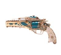 PizazzToy Puzzle 3D en bois Revolver - Modèle avec transmission mécanique - 318 pièces - Puzzle en bois - Pistolet mécanique - Kit de modélisation - Modèle de bricolage - Hommes et femmes