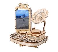 PizazzToy Puzzle 3D - Gramophone en bois avec LED pour adultes - Montage DIY 3D - Puzzle en bois - Kit de bricolage - Décoration de Noël 2025 - Modèle (169 pièces)
