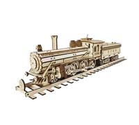 PizazzToy Puzzle 3D - Locomotive à vapeur en bois pour adultes - Montage DIY 3D - Puzzle en bois avec entraînement électrique - Kit de bricolage - Modèle de décoration de Noël 2025 (372 pièces)
