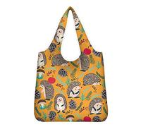 Pizding Adorable tissu polyester de qualité supérieure imprimé hérisson - Réutilisable et lavable - Sacs d'épicerie respectueux de l'environnement - Sacs de plage pour la vie quotidienne