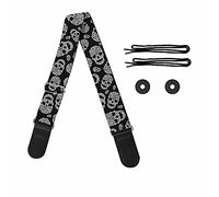 Pizding Bandoulière réglable pour guitare électrique/acoustique, basse, Tête de mort noire., taille unique