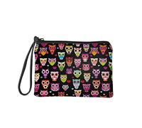 Pizding Petit porte-monnaie pour femme avec fermeture éclair - Cadeau d'anniversaire pour filles, chouette (Noir) - wallet-20