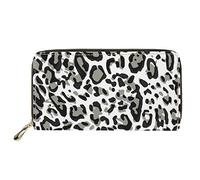 Pizding Portefeuille en cuir pour femme, voyage, affaires, shopping, argent, sac à main, pochette à fermeture éclair, cadeau d'anniversaire pour filles, Léopard gris, Décontracté